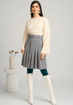 Bluza casual din tricot ivory cu decupaje imagine