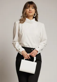 Bluza dama ivoar cu guler tip barcuta din voal si croi lejer imagine