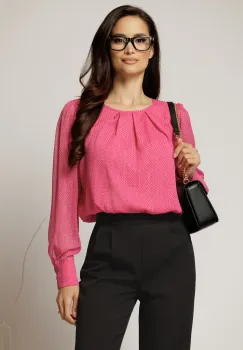 Bluza fucsia eleganta cu buline si fir lurex imagine