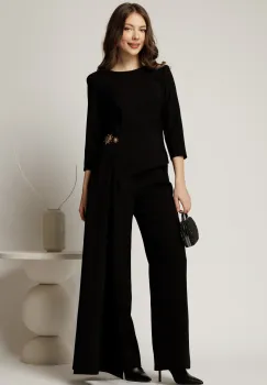 Bluza neagra dama asimetrica de ocazie imagine