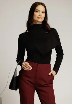 Bluze neagra din jerse cu nasturi decorativi si design atipic imagine