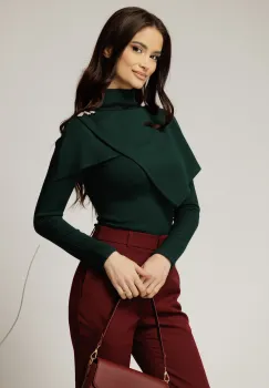 Bluze verde din jerse cu nasturi decorativi si design atipic imagine