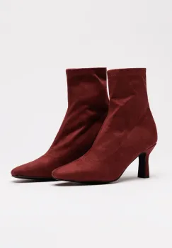 Botine elegante bordo din material textil catifelat imagine