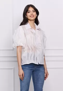 Camasa Alexandra alba cu volane din organza imagine