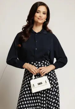 Camasa bleumarin din voal satinat imagine