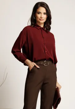 Camasa bordo din voal satinat imagine