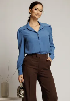 Camasa DY Fashion albastra cu guler si inchidere cu nasturi imagine