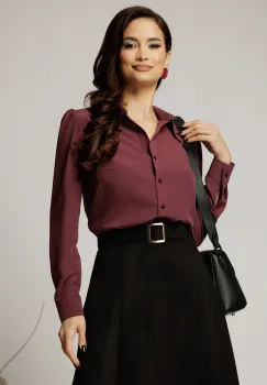 Camasa DY Fashion magenta cu guler si inchidere cu nasturi imagine