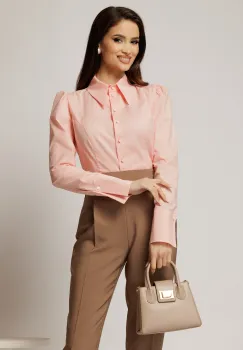 Camasa DY Fashion somon din poplin cu manseta cu butoniera imagine