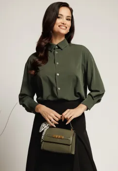 Camasa kaki din voal satinat imagine