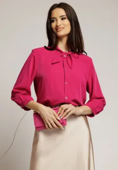 Camasa magenta cu funda la guler si inchidere cu nasturi imagine