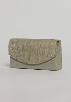 Clutch auriu elegant cu clapeta curbata si detalii plisate imagine