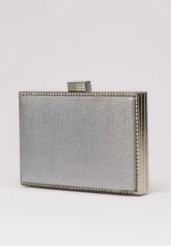 Clutch elegant argintiu cu pietricele stralucitoare imagine