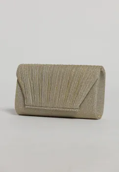 Clutch elegant auriu din lurex si detalii plisate imagine