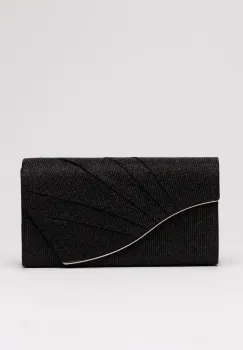 Clutch elegant negru cu pliuri si glitter imagine