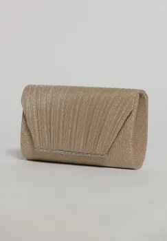 Clutch elegant rose din lurex si detalii plisate imagine