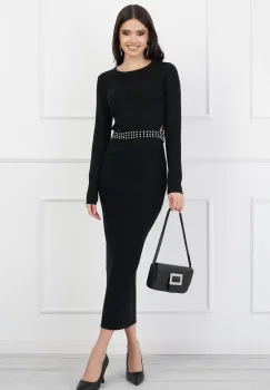 Compleu Anemona negru din tricot cu strasuri in talie imagine