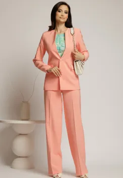 Compleu DY Fashion roz somon din sacou si pantalon si inchidere la un nasture imagine