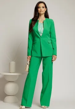 Compleu DY Fashion verde din sacou si pantalon si inchidere la un nasture imagine