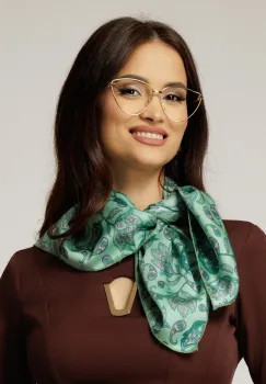 Esarfa verde fistic cu imprimeu floral roz imagine