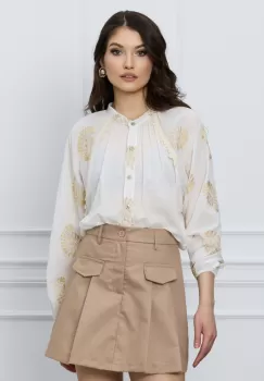 Fusta Andra bej scurta cu pliuri imagine