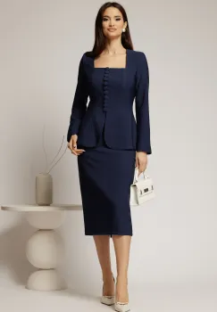 Fusta DY Fashion bleumarin midi conica office imagine