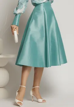 Fusta DY Fashion clos din tafta turcoaz imagine