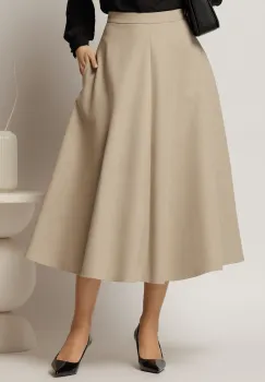 Fusta midi bej croi clos office imagine