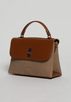 Geanta cu design modern in doua nuante de maro imagine