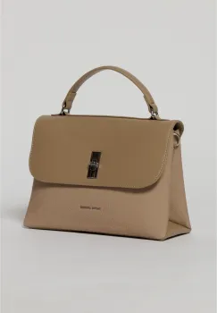 Geanta cu design modern in doua nuante de taupe imagine