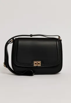 Geanta neagra casual cu inchidere metalica imagine