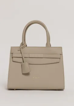 Geanta office gri deschis din piele ecologica cu aplicatie metalica imagine