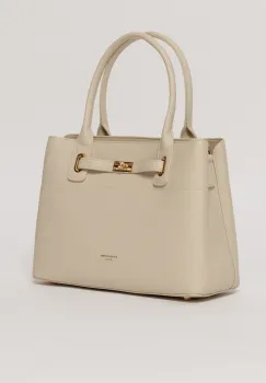 Geanta office ivory cu detalii aurii imagine