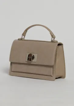 Geanta taupe office din piele ecologica cu imprimeu sarpe imagine