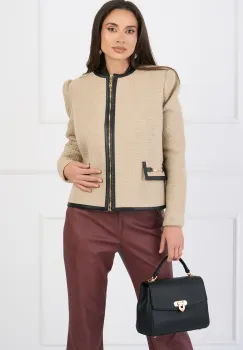 Jacheta DY Fashion elegant din tweed bej imagine