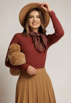 Maleta bordo din tricot casual eleganta imagine