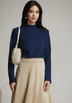 Maleta DY Fashion casual din tricot bleumarin simpla imagine