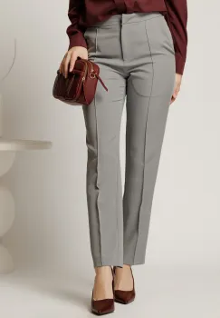 Pantalon DY Fashion gri conici din stofa imagine