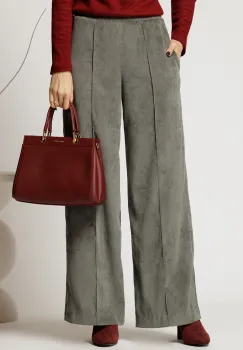 Pantalon DY Fashion lejer din velur gri cu buzunare imagine