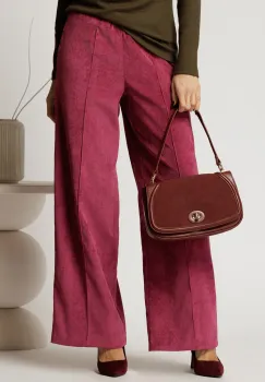 Pantalon DY Fashion lejer din velur magenta cu buzunare imagine