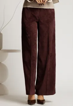 Pantalon DY Fashion lejer din velur maro cu buzunare imagine
