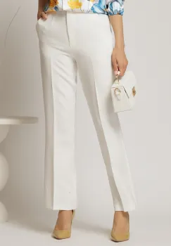 Pantaloni albi cu croi drept si buzunare imagine