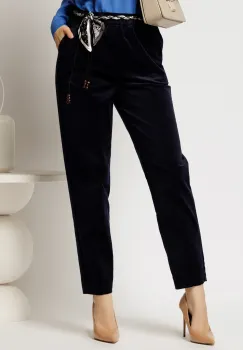 Pantaloni bleumarin din catifea reiata imagine