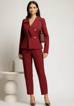 Pantaloni dama bordo cu croi conic imagine