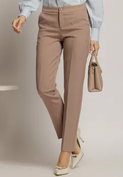 Pantaloni dama conici office taupe imagine