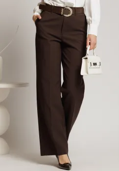 Pantaloni dama maro inchis office cu buzunare imagine