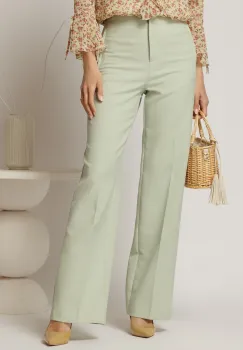 Pantaloni dama verzi croi drept cu adaos de viscoza imagine