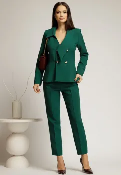 Pantaloni dama verzi cu croi conic imagine