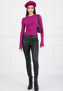 Pantaloni Diana negri din piele ecologica imagine