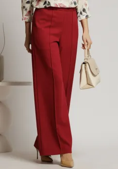 Pantaloni DY Fashion bordo cu croi lejer si elastic pe talie imagine